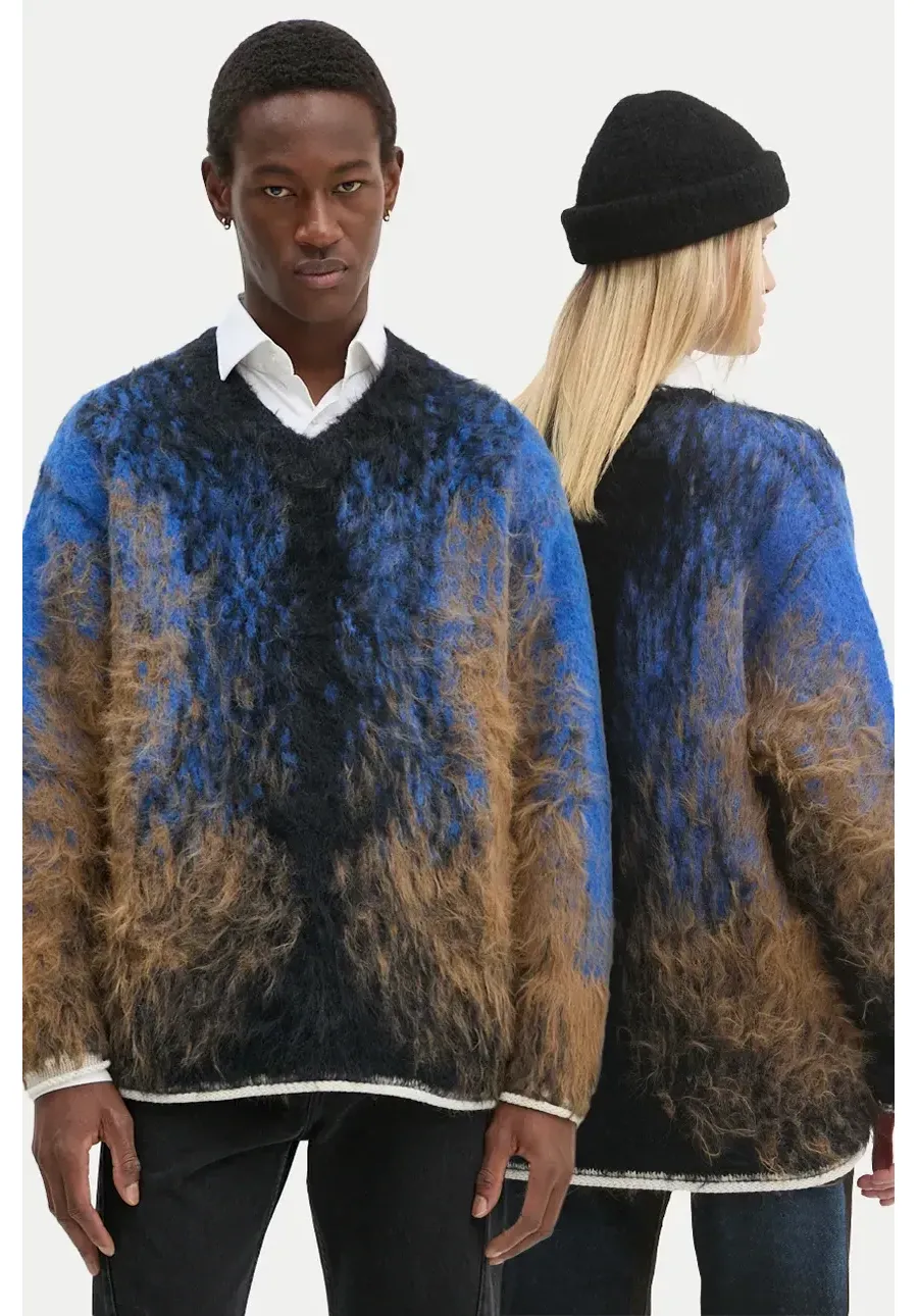 obrazek 1 Y/Project sweter z domieszką wełny HAIRY GRADIENT SWEATER kolor granatowy ciepły 206SW012