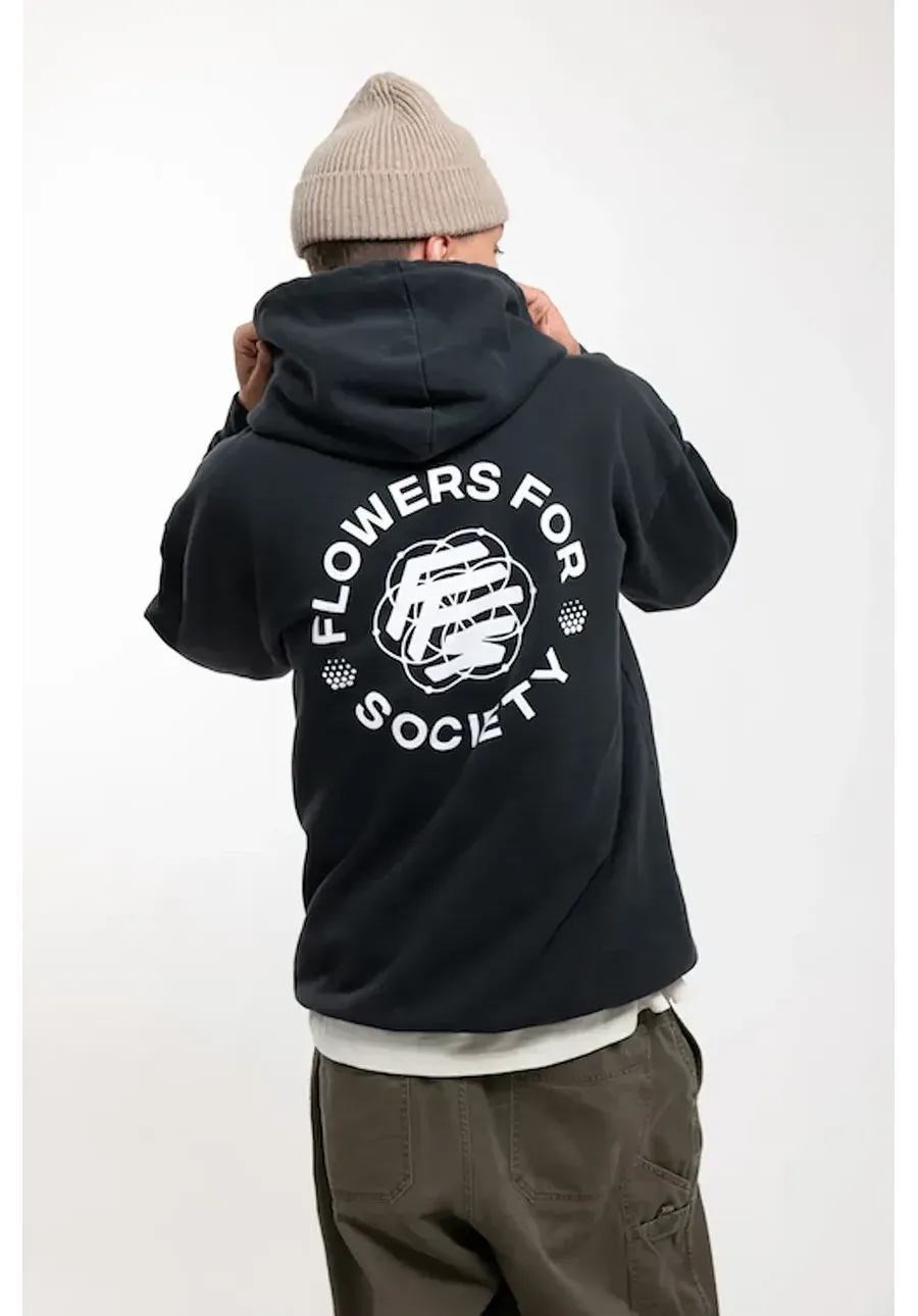 obrazek 1 Flowers for Society bluza bawełniana Basic Back Print Hoodie męska kolor czarny z kapturem z nadrukiem FFSAPP069