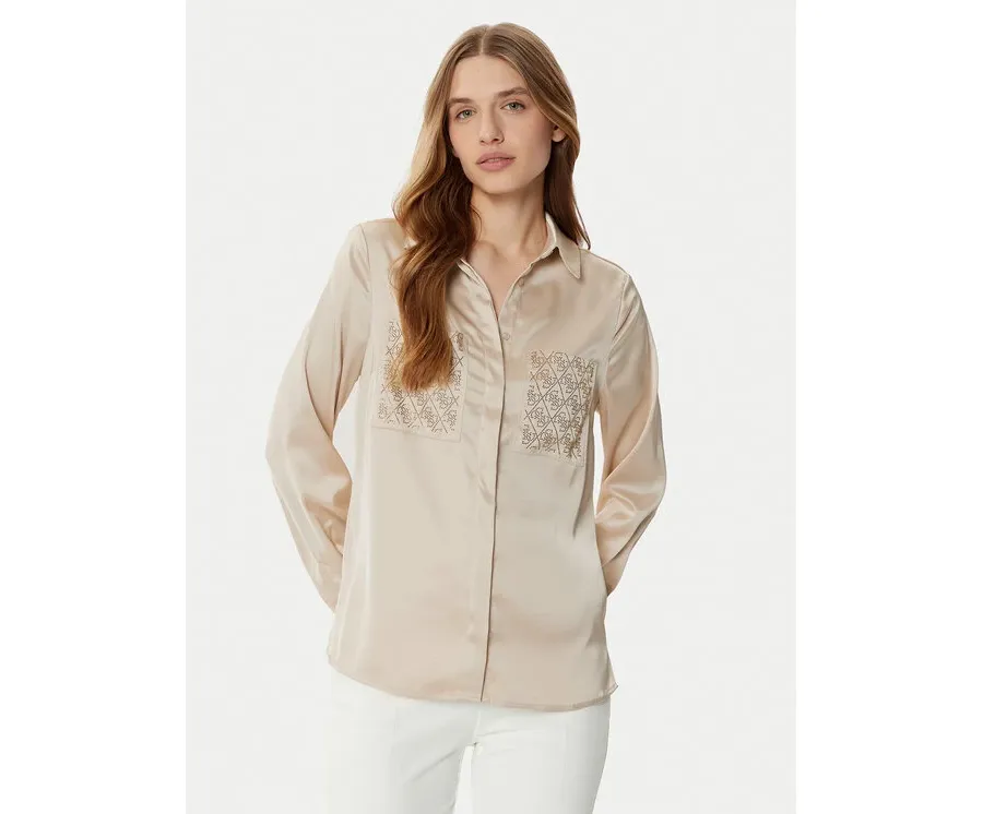 obrazek 1 Guess Koszula W5RH40 WFQC2 Beżowy Regular Fit