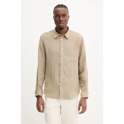 Zdjęcie A.P.C. koszula A.P.C. Chemise Cassel LIAEK-H12545 BLACK męska kolor brązowy regular z kołnierzykiem klasycznym