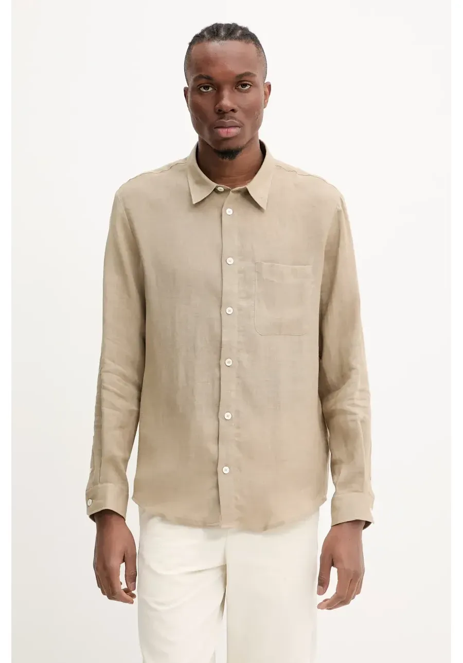 obrazek 1 A.P.C. koszula A.P.C. Chemise Cassel LIAEK-H12545 BLACK męska kolor brązowy regular z kołnierzykiem klasycznym