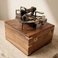 Zdjęcie Ekskluzywny Sekstans Marynistyczny w Pudełku z Litego Drewna Sekstant