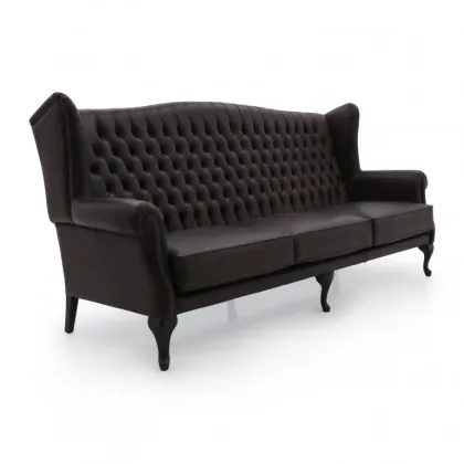 Zdjęcie Czarna skórzana sofa w klasycznym stylu - Sevensedie