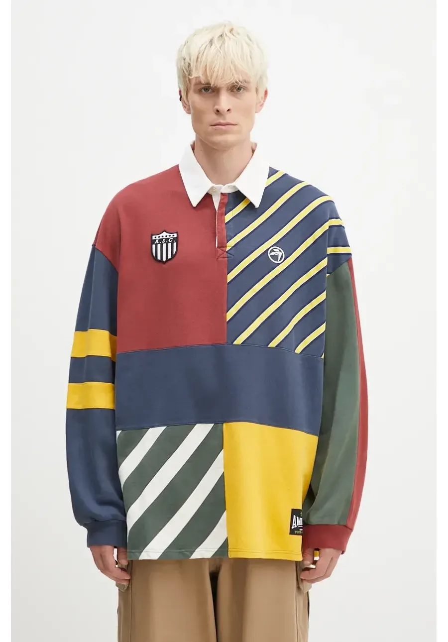 obrazek 1 AMBUSH bluza bawełniana Patchwork Rugby Shirt męska  z aplikacją BMGC004F24JER0018484