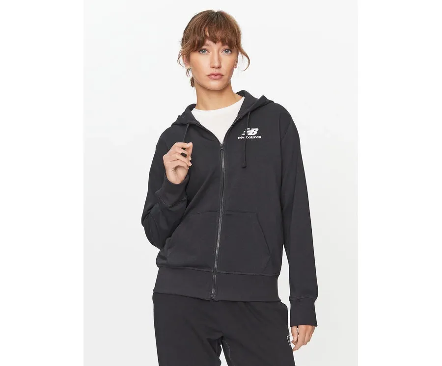 obrazek 1 New Balance Bluza NB Essentials Stacked Logo Full Zip Hoodie WJ31530 Czarny Regular Fit