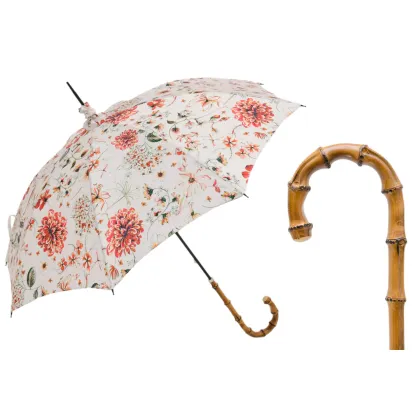 Zdjęcie Piękny biały parasol damski zdobiony subtelnym motywem kwiatowym – Pasotti