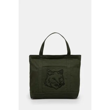 Zdjęcie Maison Kitsuné torba bawełniana Fox Head kolor zielony LW05104WW0107