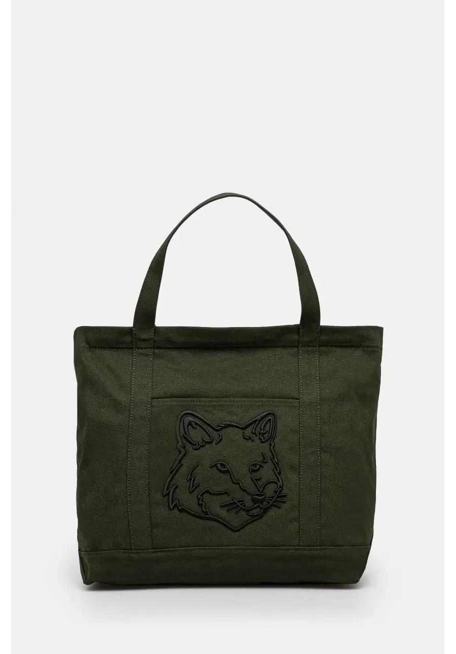 obrazek 1 Maison Kitsuné torba bawełniana Fox Head kolor zielony LW05104WW0107