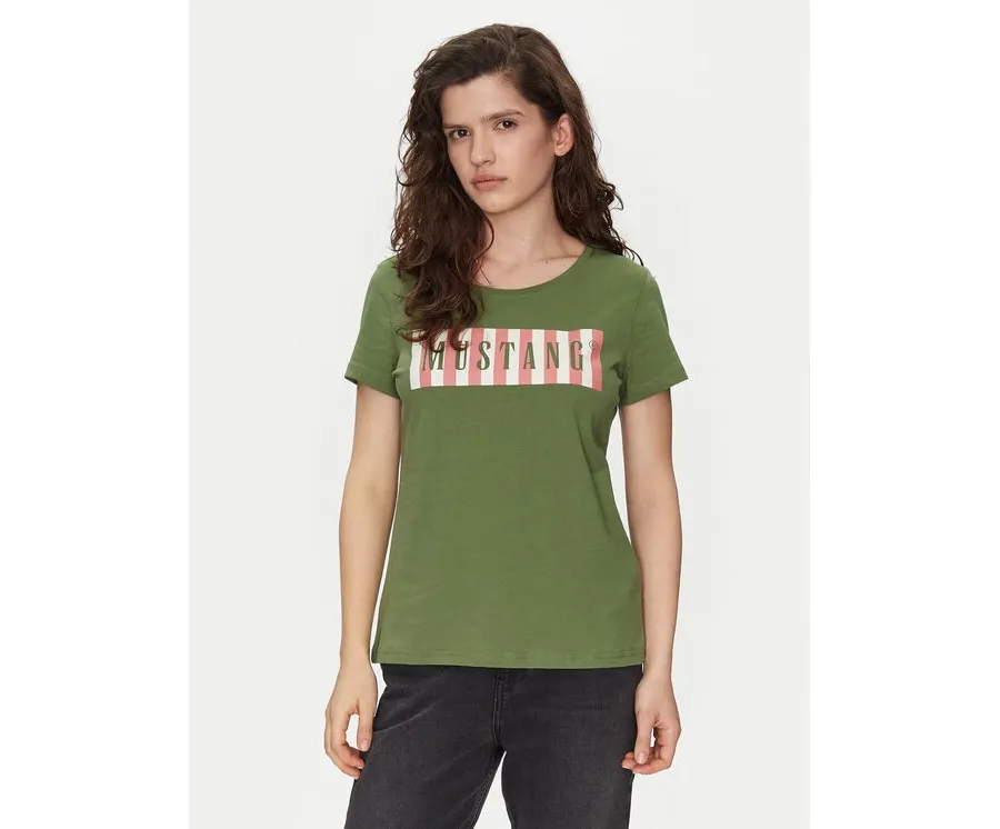 obrazek 1 Mustang T-Shirt Alma 1016138 Zielony Regular Fit