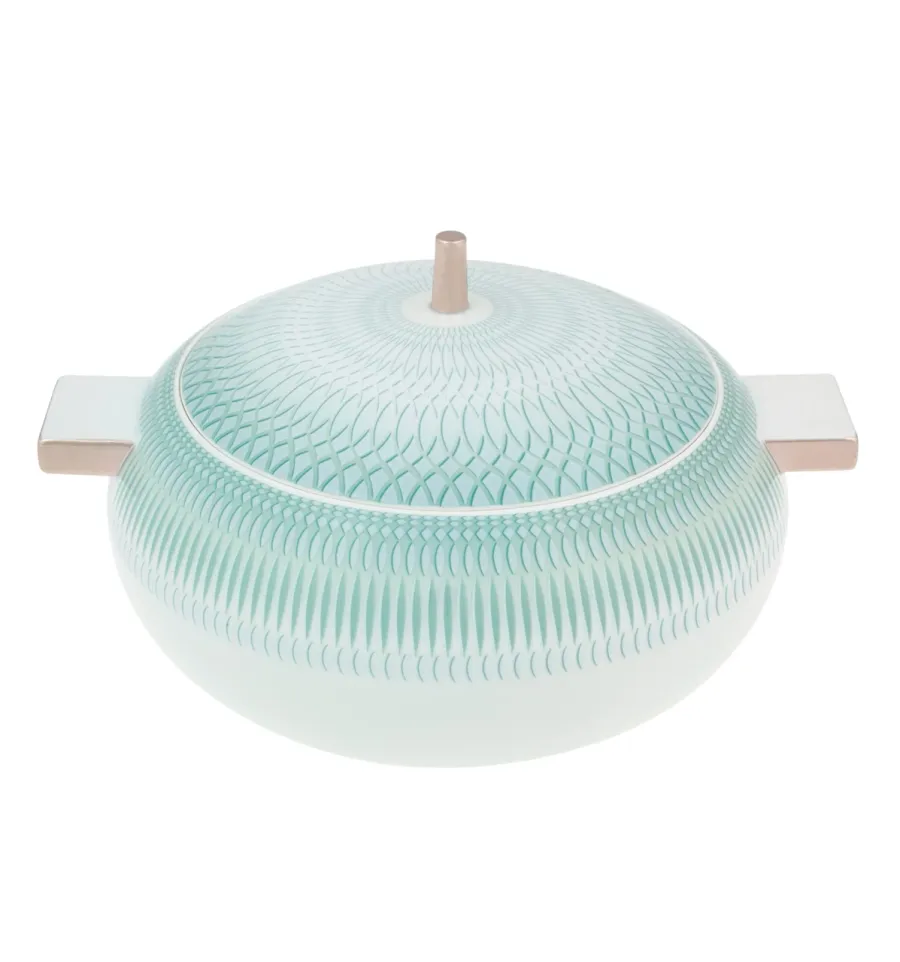 obrazek 1 Stylowa porcelanowa waza z kolekcji Venezia z bogatym turkusowym zdobieniem - Vista Alegre