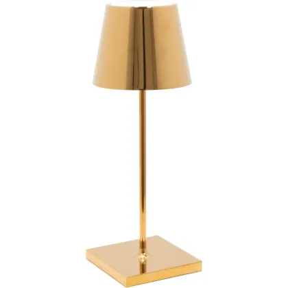 Zdjęcie Piękna metaliczno-złota lampa stołowa Poldina Mini