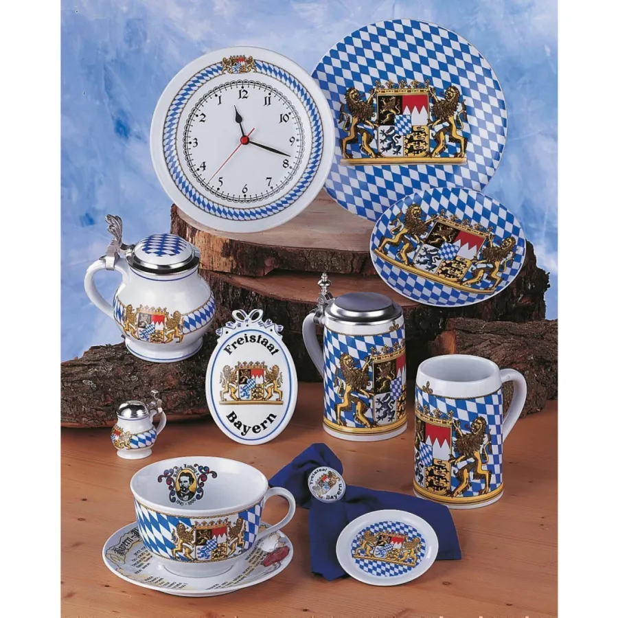 obrazek 4 Piękny porcelanowy kufel na piwo z pokrywką zdobiony bawarskim motywem - Seltmann Weiden