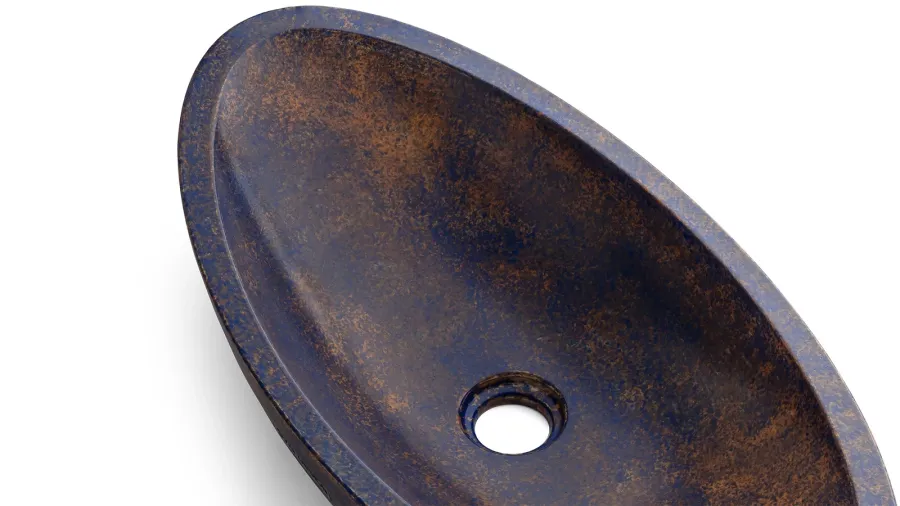 obrazek 3 Piękna umywalka 60 cm ORION BASIC – GRANITE, niebieski i ochra, lakier półmatowy