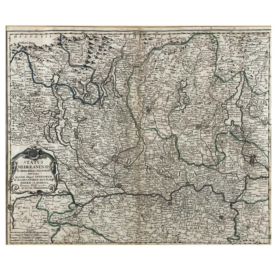 obrazek 1 Geremias Wolff Mapa geograficzna państwa Mediolanu, początek XVIII wieku