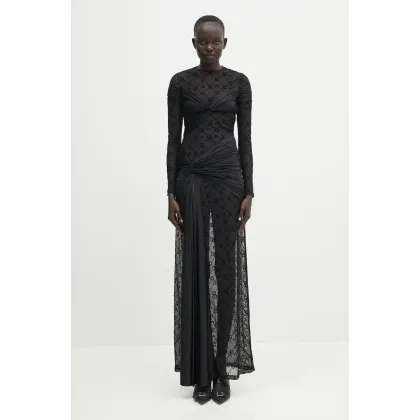 Zdjęcie Marine Serre sukienka Draped Jersey Knotted kolor czarny maxi rozkloszowana WDR339A.RJER0018