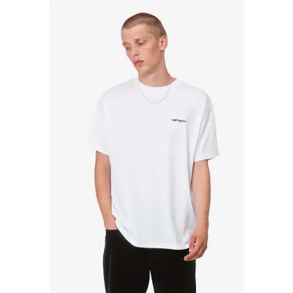 Zdjęcie Carhartt WIP t-shirt bawełniany Script Embroidery kolor biały gładki I030435-WHITE/BLAC
