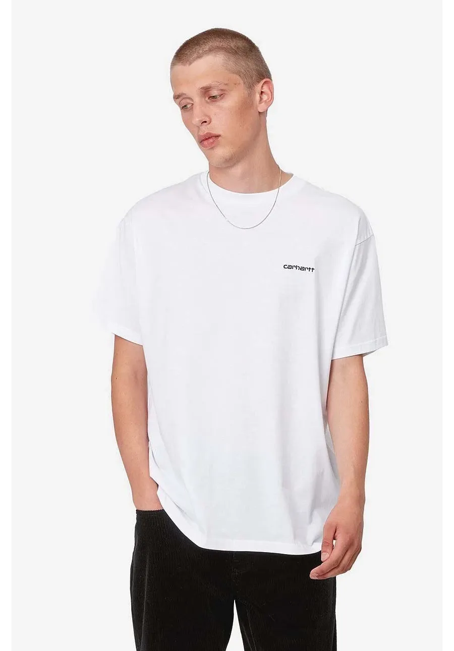 obrazek 1 Carhartt WIP t-shirt bawełniany Script Embroidery kolor biały gładki I030435-WHITE/BLAC