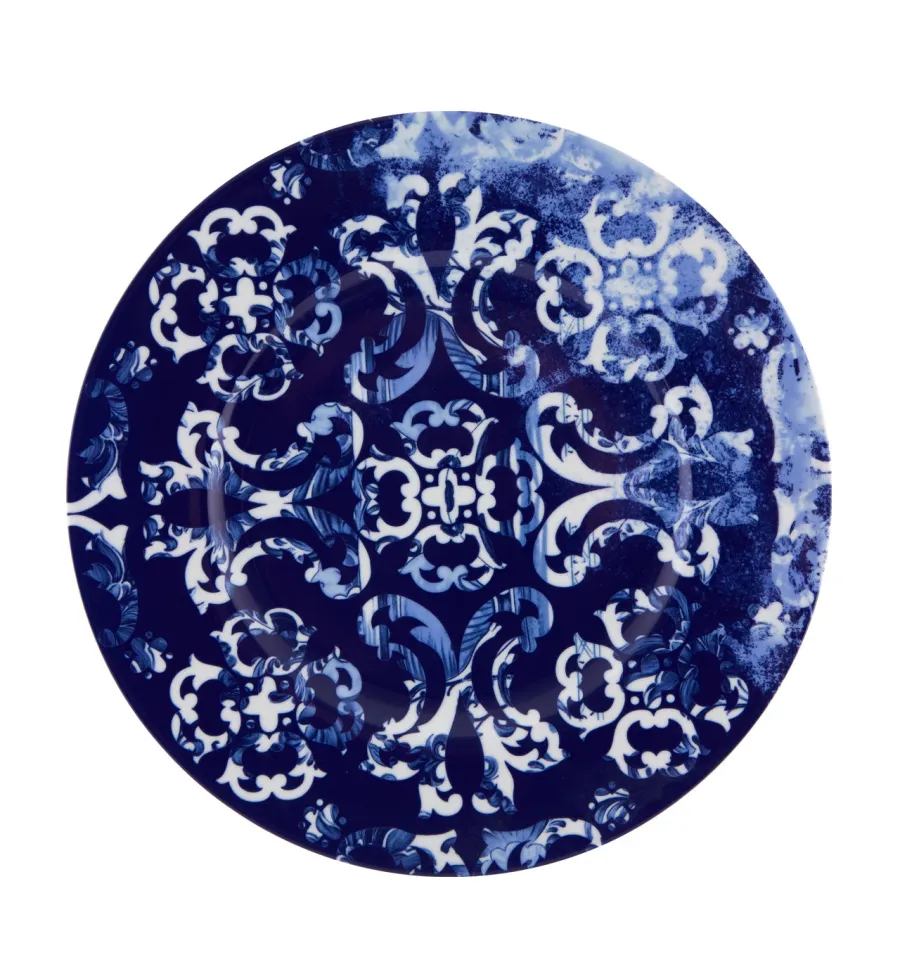 obrazek 1 Granatowy porcelanowy talerz-półmisek Timeless z oryginalnym ornamentem - Vista Alegre