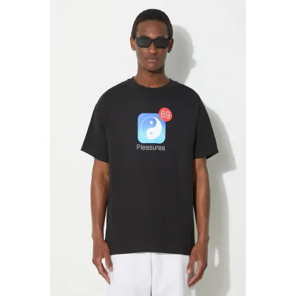 Zdjęcie PLEASURES t-shirt bawełniany Notify męski kolor czarny z nadrukiem P24SP052.BLACK