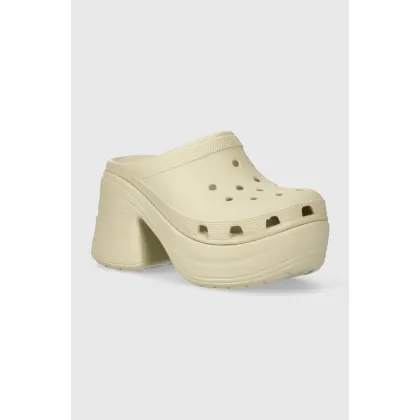 Zdjęcie Crocs klapki Siren Clog damskie kolor beżowy na platformie 208547