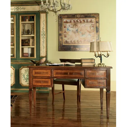 Zdjęcie Gustowne włoskie biurko z 5 szufladami z inkrustowanymi listwami