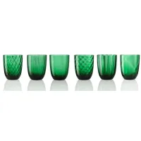 Picture Set of 6 green water glasses, Murano glass