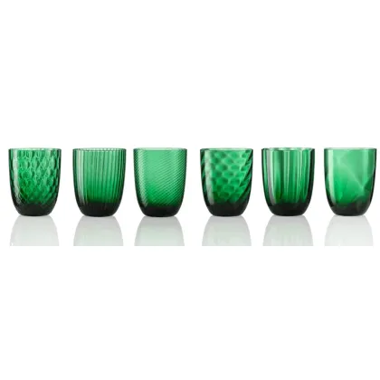Zdjęcie Komplet 6 zielonych szklanek do wody szkło Murano