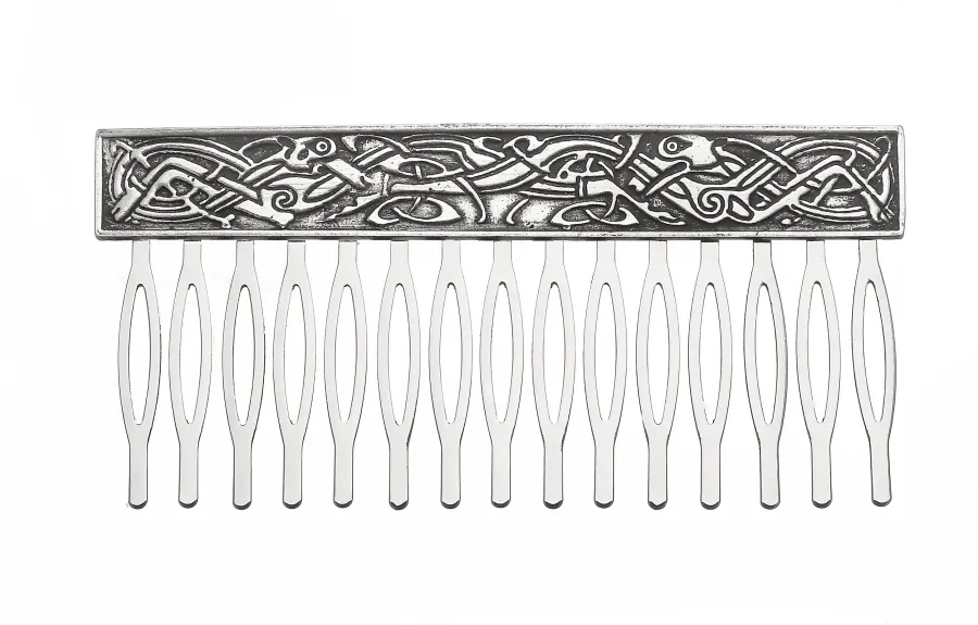 obrazek 1 Wyjątkowy grzebień do włosów – wzór celtycki, wykonany z cyny
