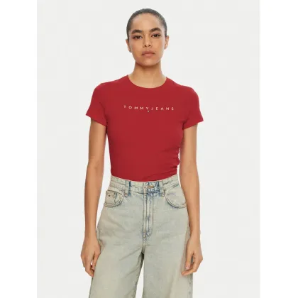 Zdjęcie Tommy Jeans T-Shirt Linear DW0DW18398 Czerwony Slim Fit