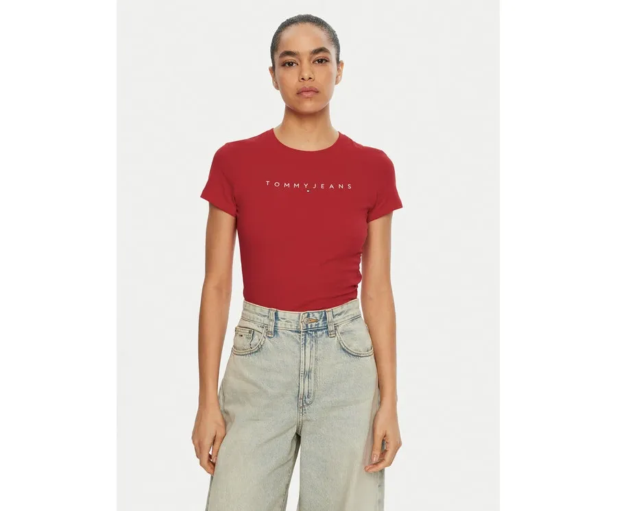 obrazek 1 Tommy Jeans T-Shirt Linear DW0DW18398 Czerwony Slim Fit