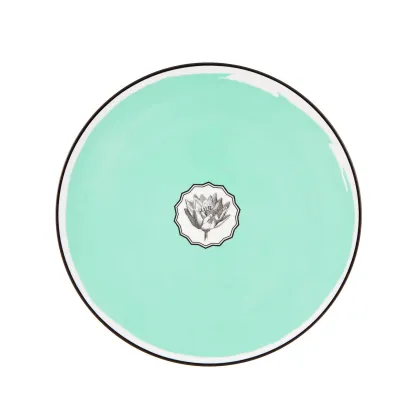 Zdjęcie Porcelanowy zielony talerz-półmisek z czarnym motywem inspirowanym kwiatami - Vista Alegre