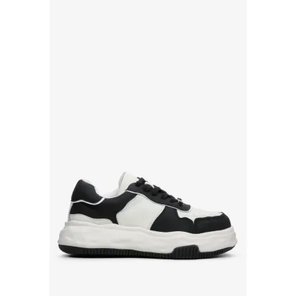 Zdjęcie Estro: Czarno-białe sneakersy damskie ze skóry naturalnej