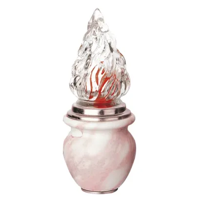 Zdjęcie Różowo-biała elektryczna lampka na nagrobki z porcelany