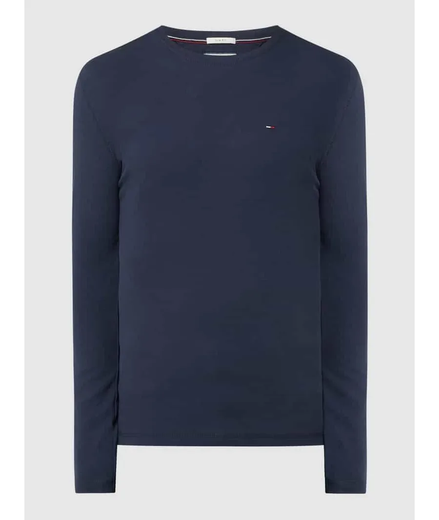 obrazek 1 Bluzka z długim rękawem o kroju slim fit z prążkowaną fakturą