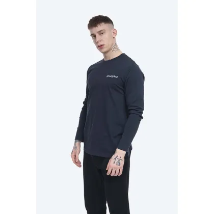 Zdjęcie Wood Wood longsleeve bawełniany Peter Longsleeve kolor granatowy z nadrukiem 12045402.2491-BRIGHTW