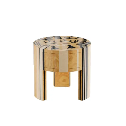 Zdjęcie Okrągły stolik nocny na trzech nogach z szufladą