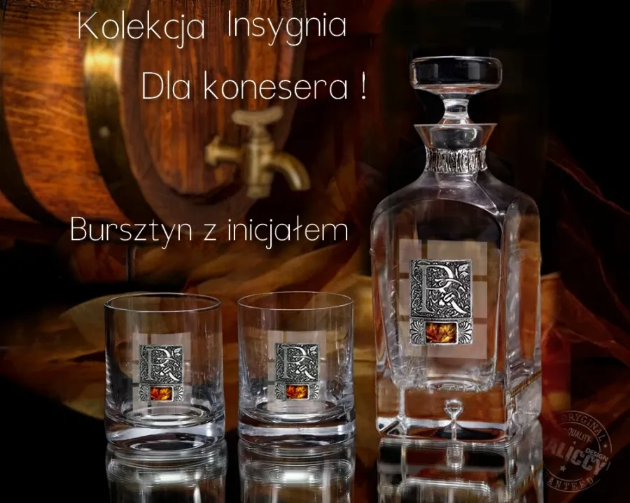 obrazek 1 Karafka i szklanki do whisky z bursztynem Legend - Insygnia