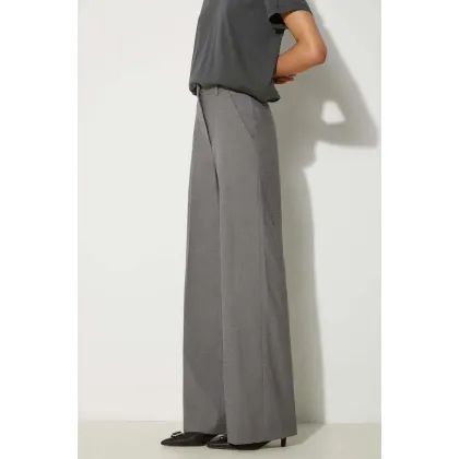 Zdjęcie Kenzo spodnie wełniane Cool Wool Wide Pants kolor szary szerokie high waist FE62PA0949RB.97