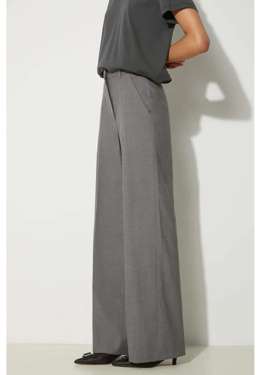 obrazek 1 Kenzo spodnie wełniane Cool Wool Wide Pants kolor szary szerokie high waist FE62PA0949RB.97