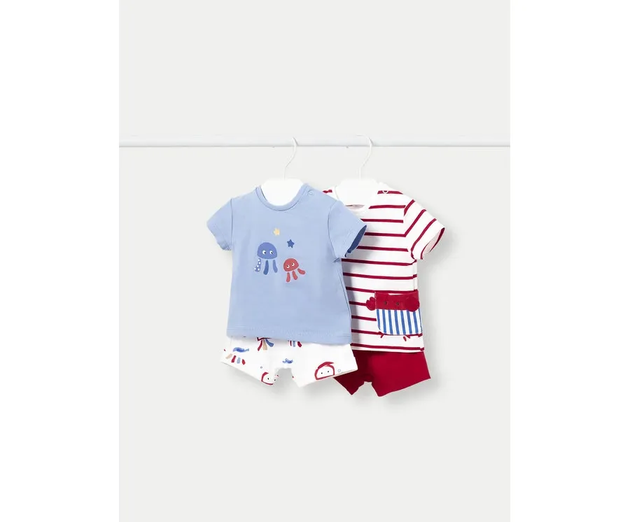 obrazek 1 Mayoral Komplet 2 t-shirtów i spodenek 1628 Kolorowy Regular Fit