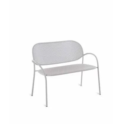 Zdjęcie Stylowa aluminiowa ławka Les Arcs w kolorze szarym gołębim do ogrodu