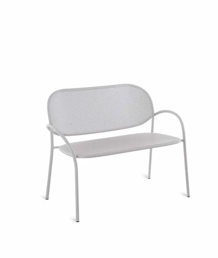obrazek 1 Stylowa aluminiowa ławka Les Arcs w kolorze szarym gołębim do ogrodu