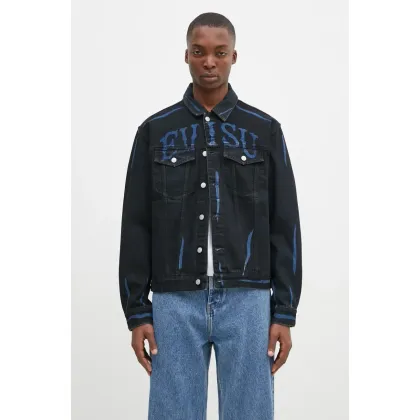 Zdjęcie Evisu kurtka jeansowa Daicock Print męska kolor czarny przejściowa 2EAHTM4DJ1005