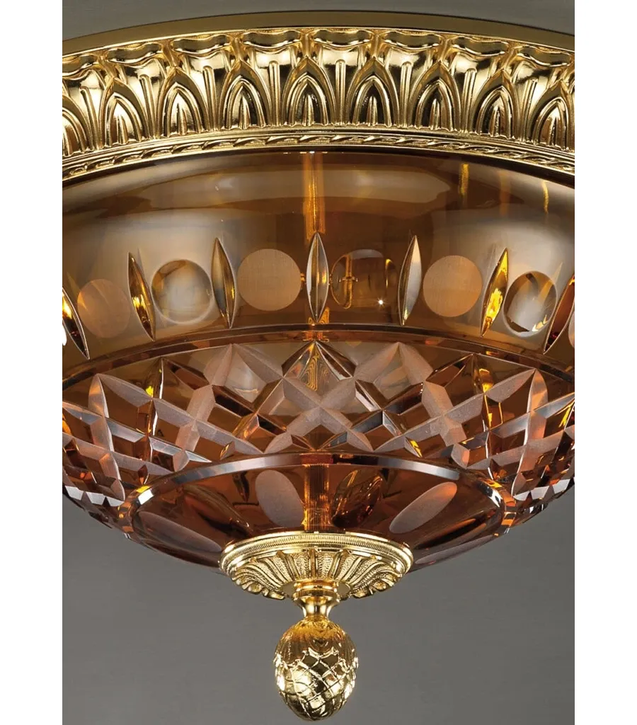 obrazek 3 Lampa sufitowa z pozłacanego brązu z grawerowanym kryształowym kubkiem