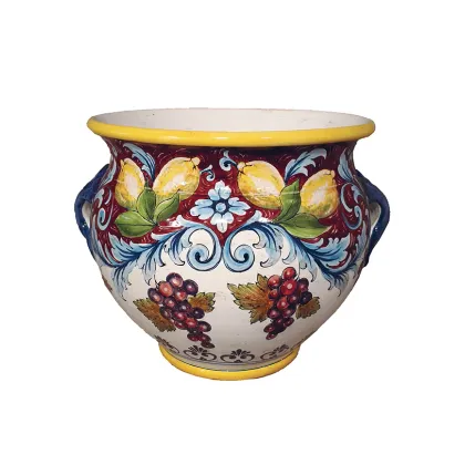 Picture A stylish Italian vase with two handles decorated with lemons