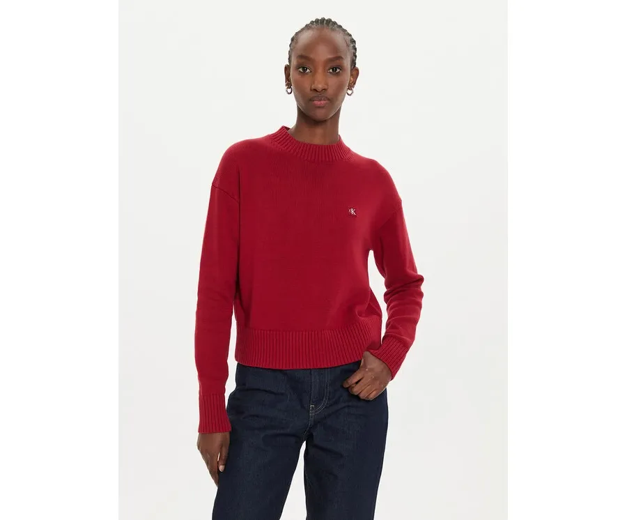 obrazek 1 Calvin Klein Jeans Sweter Embro Badge J20J222987 Czerwony Regular Fit