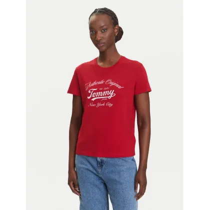 Zdjęcie Tommy Jeans T-Shirt Essential DW0DW21404 Czerwony Regular Fit