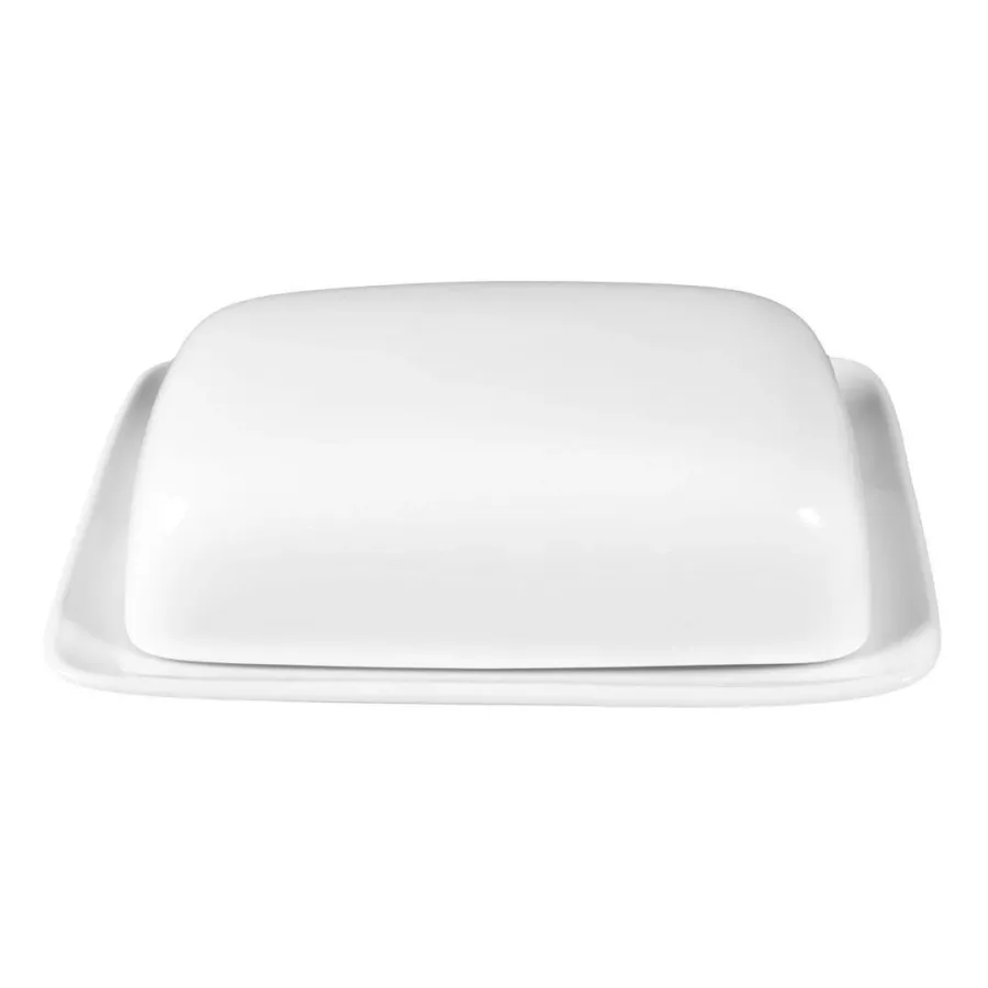 obrazek 1 Biała nowoczesna porcelanowa maselniczka z pokrywką - Tettau