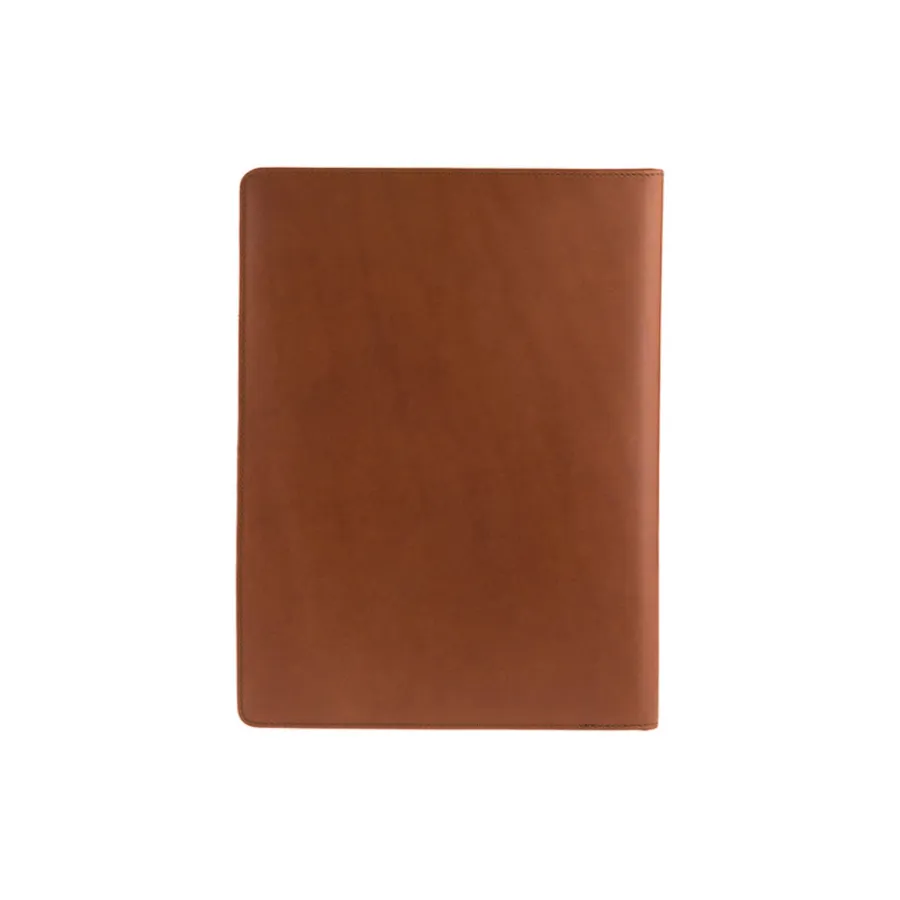 obrazek 5 Eleganckie etui do notowania A5 z gładkiej skóry w kolorze koniaku i drewna Amazaque