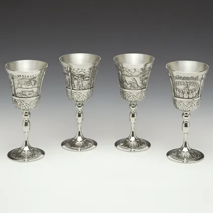 Zdjęcie Luksusowy zestaw 4 mitycznych kielichów do wina z pewteru